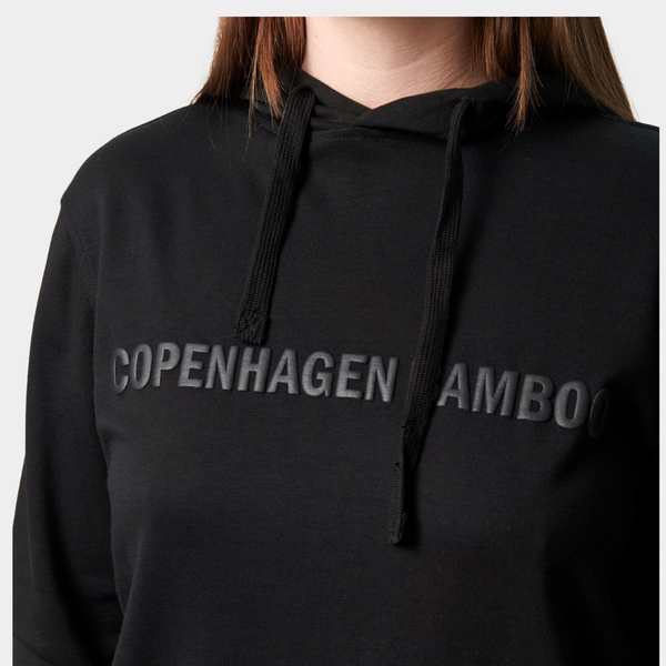 Sort bambus hoodie med logo
