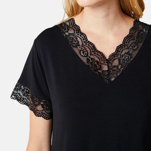 Karita bambus kortærmet natkjole - sort