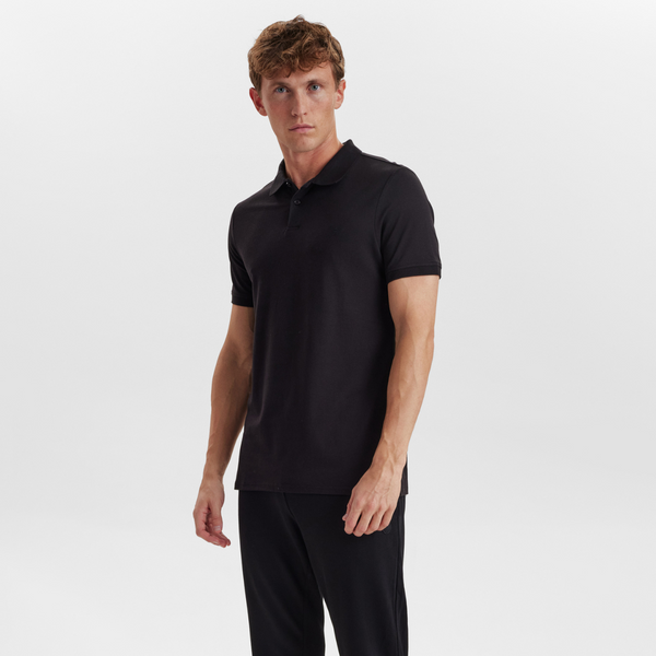 Sort pique bambus polo shirt