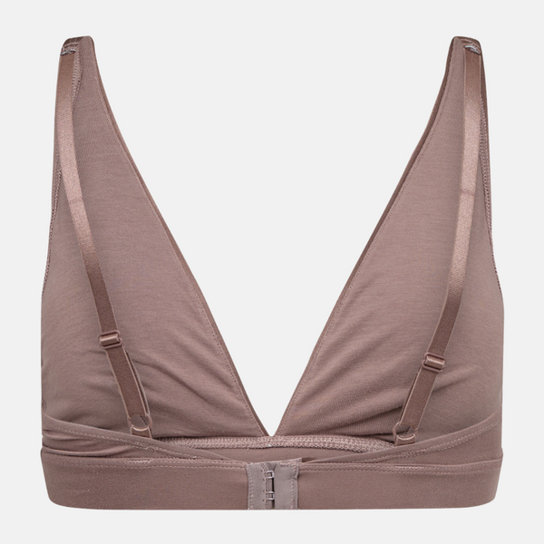 Taupe bambus trekant BH med feminine detaljer