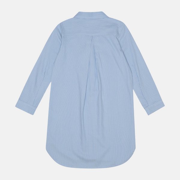 Lyseblå stribet lang bambus natskjorte