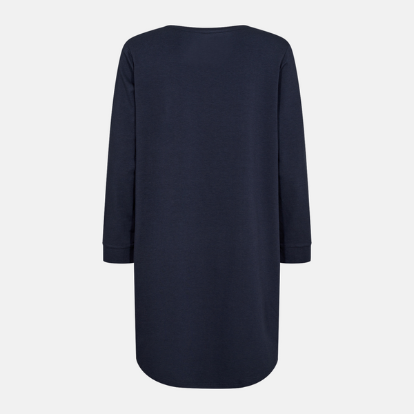 Langærmet bambus T-shirt kjole navy