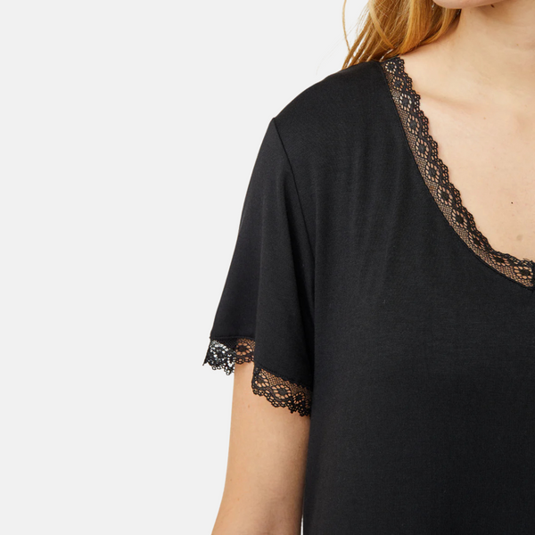 Jacqueline bambus kortærmet natkjole - sort