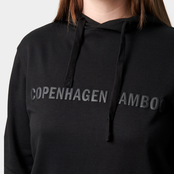 Sort bambus hoodie joggingsæt med logo