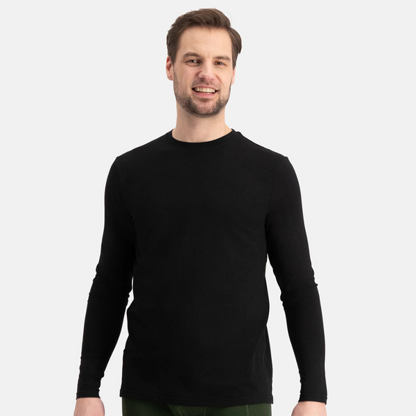2 pak bambus sort langærmet T-shirt med rund hals fra Bamboo Basics