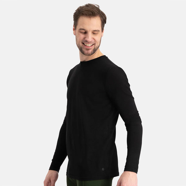 2 pak bambus sort langærmet T-shirt med rund hals fra Bamboo Basics