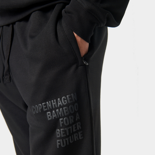 Sort bambus hoodie joggingsæt med logo