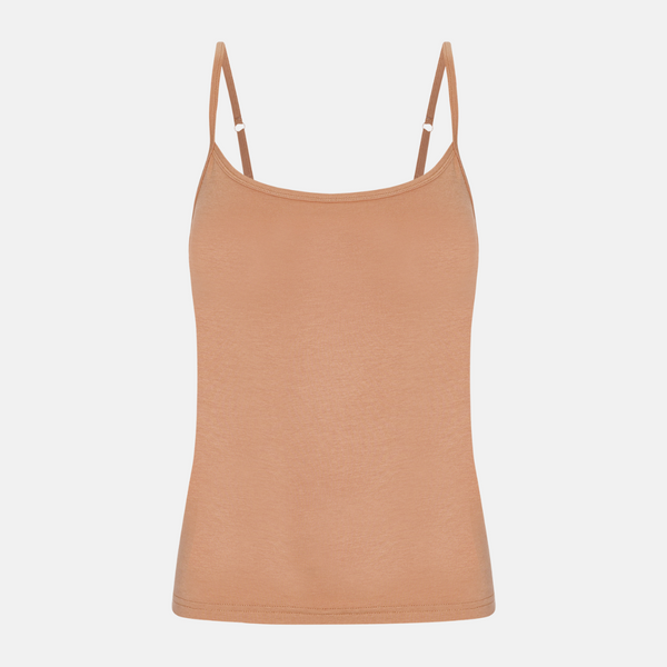 4 pak bambus toppe med tynde stroppe sort/tan