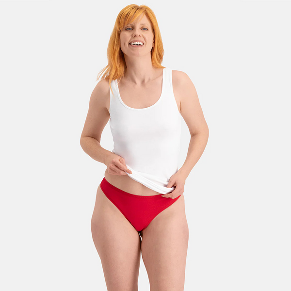 Lola bambus g-streng trusser med smal elastikkant - rød 3 pak