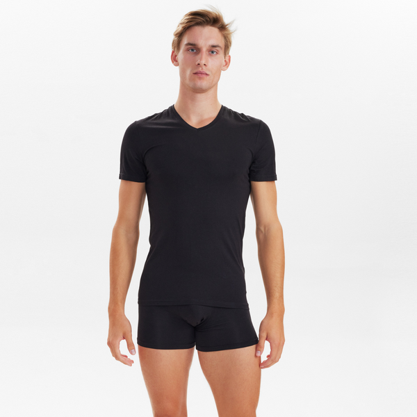 2 sorte slim fit bambus v-hals T-shirt