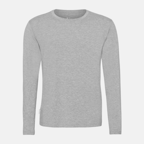 Lysegrå langærmet crew neck bambus T-shirt