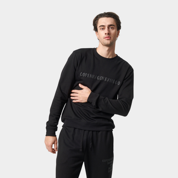 Sort bambus sweatshirt med logo