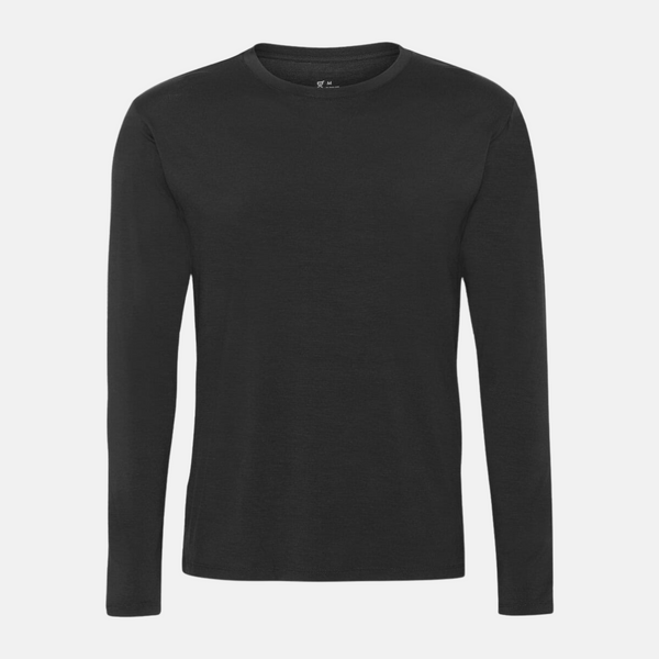 Sort langærmet crew neck bambus T-shirt