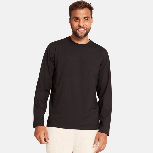 Sort langærmet crew neck bambus T-shirt