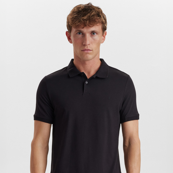 Sort pique bambus polo shirt