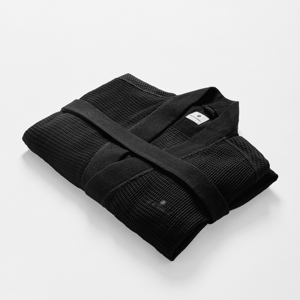 Sort vaflet bambus morgenkåbe