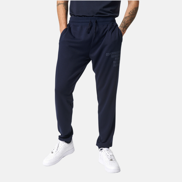 Navy bambus sweatpants med logo