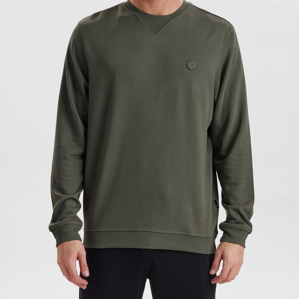 Mørkegrøn badge bambus sweatshirt