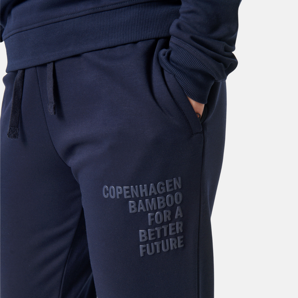 Navy bambus sweatpants med logo