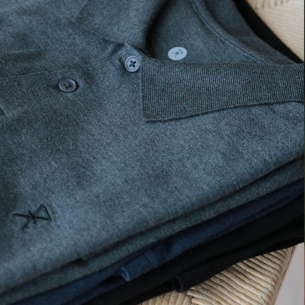 Mørkegrå pique bambus polo shirt