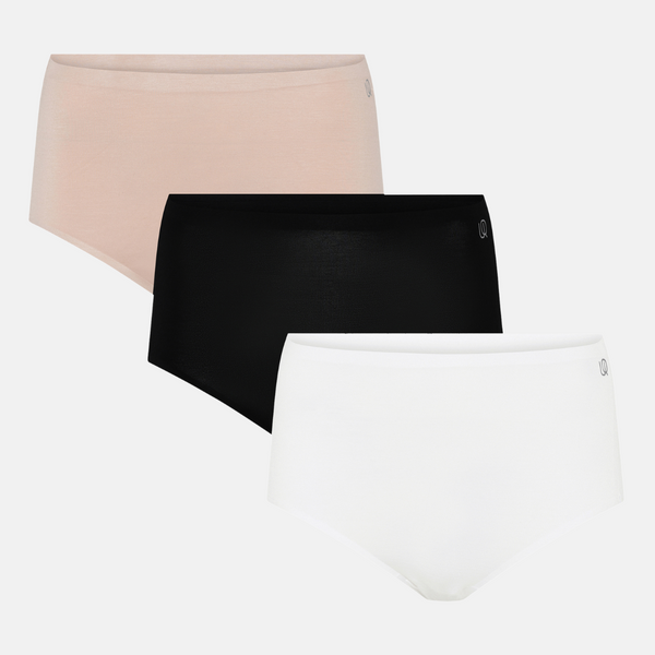 3 pak Bambus maxi trusse i sort/hvid/nude