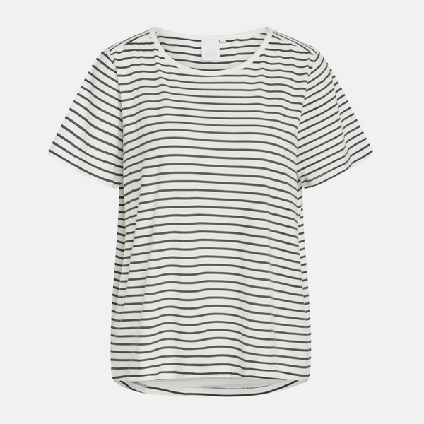 Bea kortærmet bambus T-shirt hvid grå striber