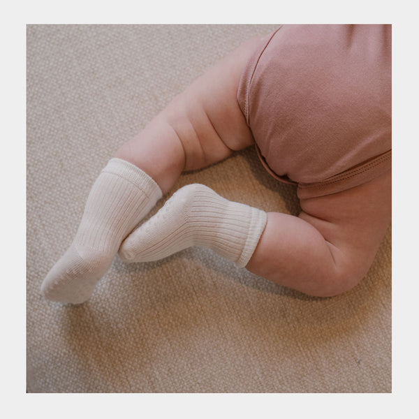 Sidney baby bambus sokker - lyserød/beige/hvid