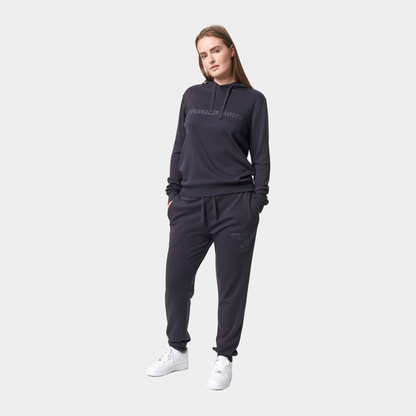 Mørkegråt bambus hoodie joggingsæt med logo