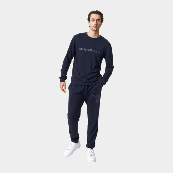 Navy bambus joggingsæt med logo