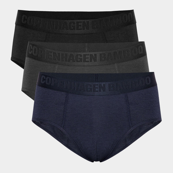 3 pak bambus herretrusser sort/navy/grå