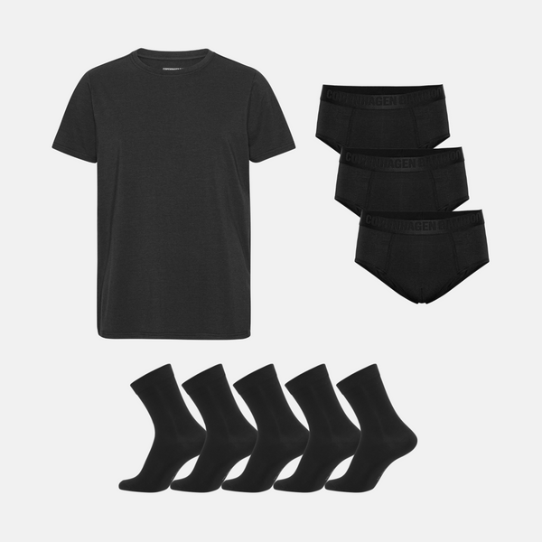 Bambus Pakke - T-shirt & Herretrusser & Strømper - Sort