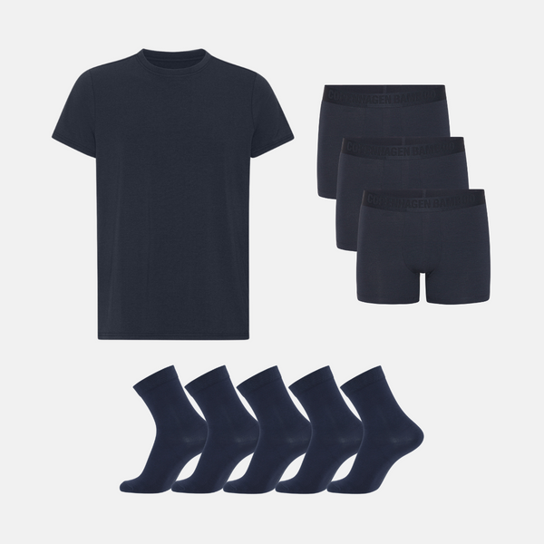 Bambus Pakke - T-shirt & Underbukser & Strømper - Navy