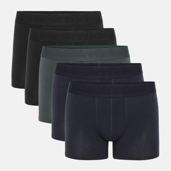 5 par bambus underbukser sort/grå/navy