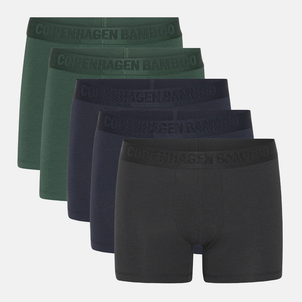 5 pak Bambus underbukser sort/army/navy