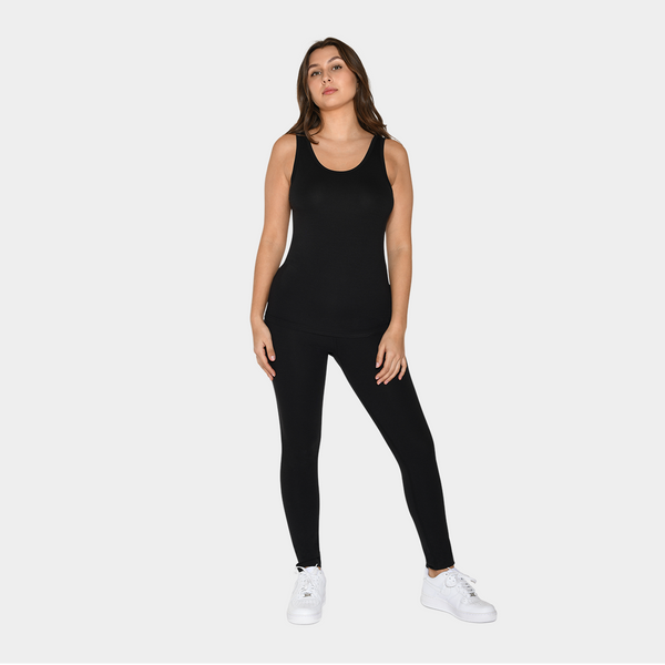 Bambus rib tank top i sort