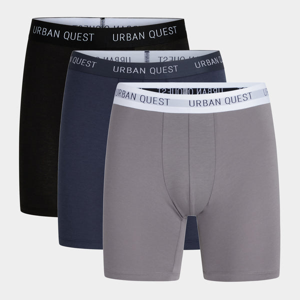 3 pak bambus underbukser med lange ben sort/navy/grå