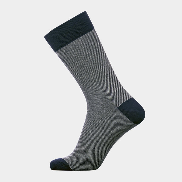 5 par bambus strømper navy stribet