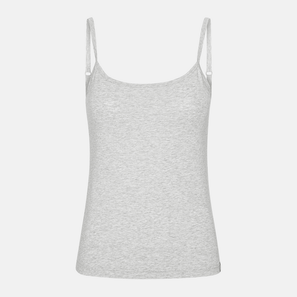 4 pak bambus toppe med tynde stroppe hvid/grå