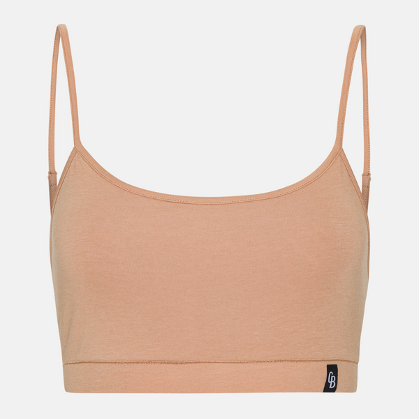 4 pak bambus BH top med tynde stroppe tan/cream