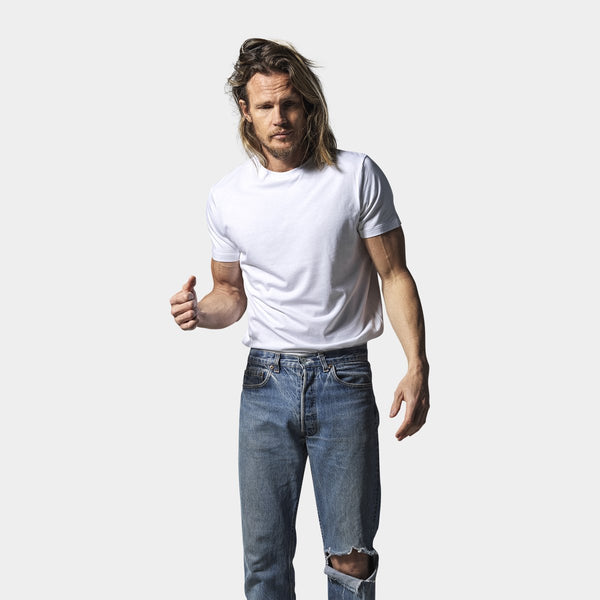 Hvid bambus crew neck T-shirt    Resteröds