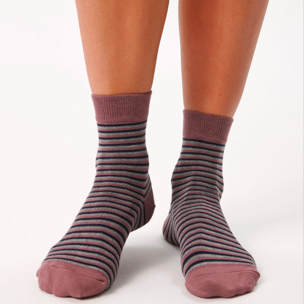 5 par bambus strømper i mauve og stribe mix    Copenhagen Bamboo