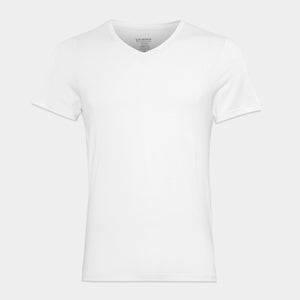 2 hvide slim fit bambus v-hals T-shirts    JBS
