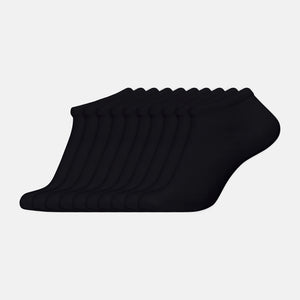 10 pak sort bambus sneakerstrømper   Decoy
