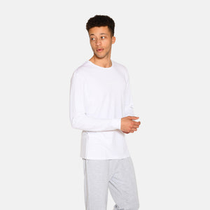 Langærmet bambus T-shirt i hvid fra Urban Quest