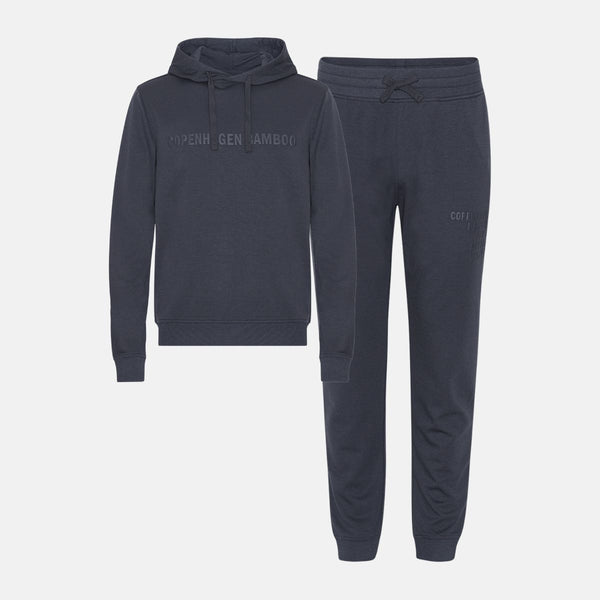 Mørkegråt bambus hoodie joggingsæt med logo