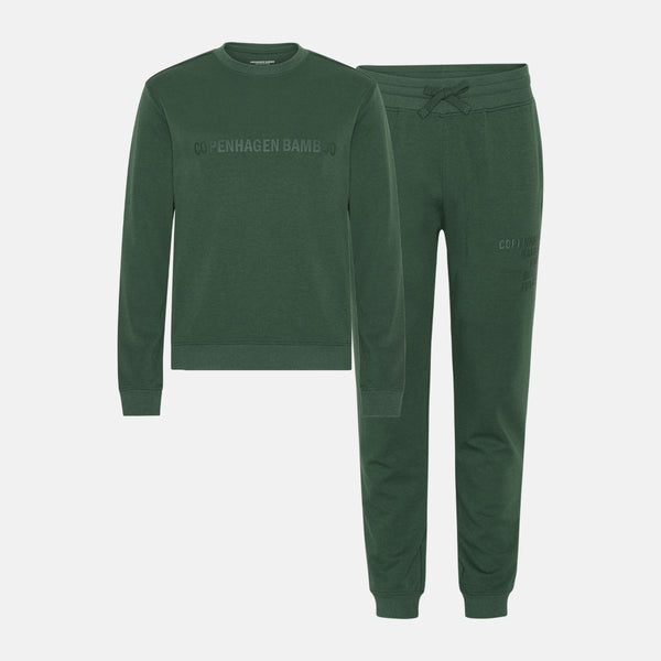 Grønt bambus joggingsæt med logo