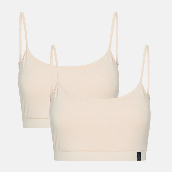 Cream bambus Bh top med tynd strop - 2 pak