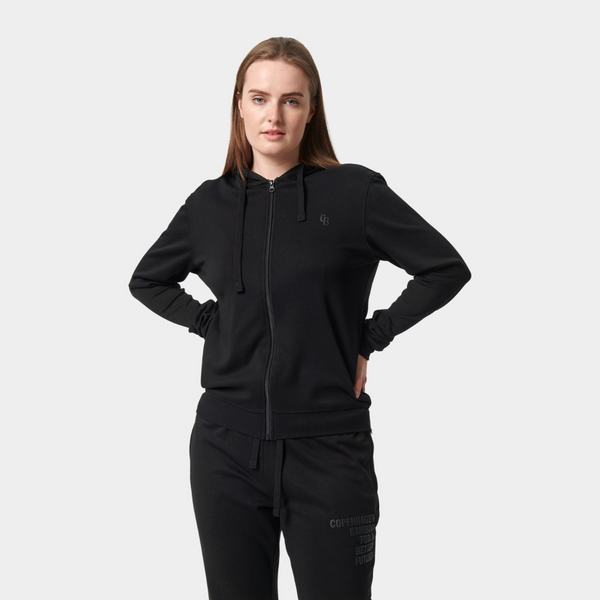 Sort bambus hoodie med lynlås