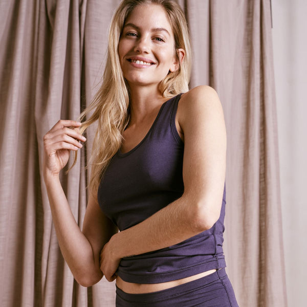 Mørkegrå bambus tank top med brede stoppe