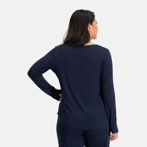 Nina Blå langærmet pyjamassæt fra Bamboo Basics